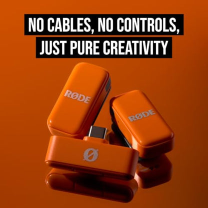 RØDE Wireless Micro - Compact Wireless Microphone, Two Mics with Charge Case for Smartphone Content Creation - USB-C, Orange - color: USB-C Orange