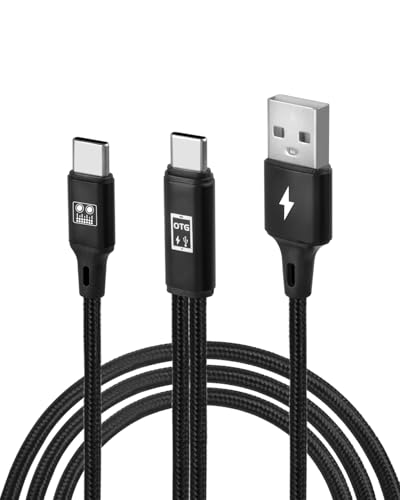 GELRHONR USB C OTG Sound Card Cable, 2 in 1 Type C Sound Card Audio Cable for Live Streaming, Recording, Voice Chatting, Karaoke
