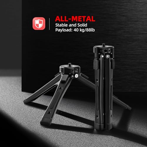 Zeadio Heavy Duty Metal Camera Tripod Stand - Universal Small Table Tripod for Camera, Gimbal, Action Cam, Camcorder, Microphone, LED Light, etc(40kg/88lb Load) - style: Basic Version