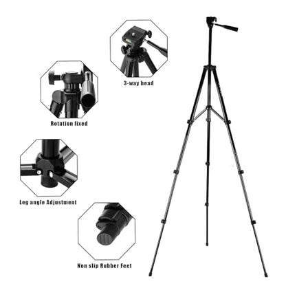 55" Aluminum Phone & Camera Tripod, Extendable Cell Phone Tripod Stand Compatible with iPhone/Android/Action Camera is Perfect for Live Streaming/Video Recording/Selfies - size: TR55-4