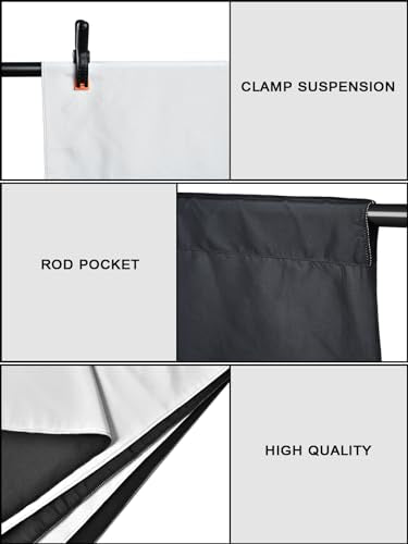 UTEBIT 6.5x10ft Black White Backdrop Screen, High Density Polyester Fabric | Pure Black White Photo Backdrop Curtain Screen with 4 Spring Clamps for Photography Photoshoot Portrait Party Video Studio - size: 6.5*10FT