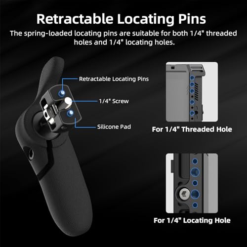 Nitze Side Handle Kit with 1/4" Screw and Retractable Locating Pins, 360° Adjustable Left and Right Side Handles for Smartphone/iPad/Monitor/Camera Cages - PA32D