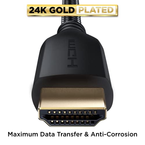 PowerBear 4K Long HDMI Cable 25 ft [2 Pack] High Speed, Braided Nylon & Gold Connectors, 4K @ 60Hz, Ultra HD, 2K, 1080P, ARC & CL3 Rated | for Laptop, Monitor, PS5, PS4, Xbox One, Fire TV, Apple TV - size: 25ft 2pack