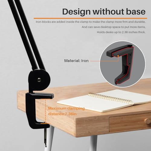 LED Desk Lamp with Clamp,Dimming Task Lamp for Reading Desktop Office Workbench Table Architect Sewing Study Home Craft,Bright 117PCS LEDs,2200 Lumens 20 Inch Metal Swivel Arm Work Lamp(Black) - size: BLACK-NonCCT-Non Protective