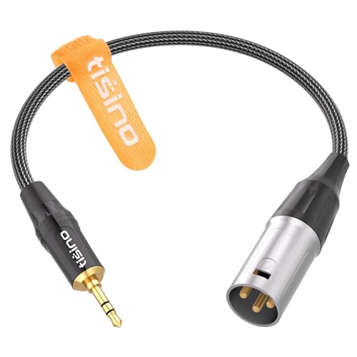 Tisino 3.5mm to XLR Balanced Adapter Cable XLR to Aux Mic Cord - 1ft | Gold-Plated 1/8 inch Mini Jack Aux to XLR Male Mono Audio Cord for Cell Phone, Laptop, Speaker, Mixer - size: 0.3m/1ft