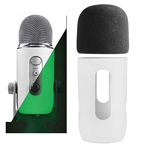 Blue Yeti Mic Cover Pop Filter &Protector, Windscreen Windshield for Blue Yeti, Yeti Pro Condenser Microphones, Windscreen Foam by YOUSHARES (Moonwhite) - color: White