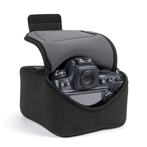 USA Gear Camera Sleeve (Large) for Mid-Size SLRs Compatible with Sony A7 V, Canon EOS R6 Mark II, Nikon Z 6III & more - Padded Neoprene DSLR Case with Zipper Accessory Pocket & Belt Loop (Black) - color: Black, size: Mid-Size SLR