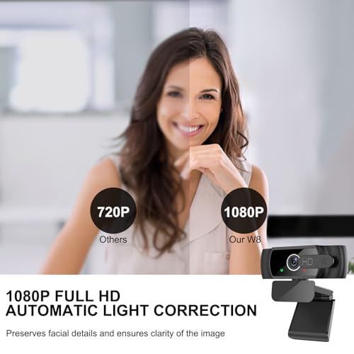 skybess 1080P HD Webcam, Live Stream Web Camera with Microphone and Privacy Cover - 110° View USB Webcam for PC Zoom Video Conferences, Calls, Skype, YouTube, Facetime, etc - Plug and Play