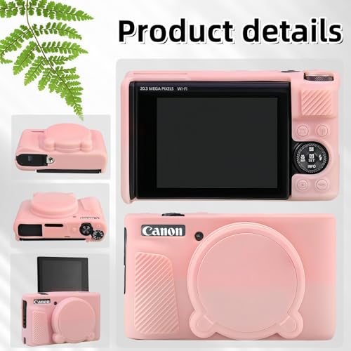 Camera Case for Canon PowerShot SX740/ SX730 Digital Camera,SX740 HS Case, Soft Silicone Protective Case Removable Lens Cover,Comes with 2 Screen Protectors and 1 Wrist Strap. (Smoked Pink) - color: Smoked Pink