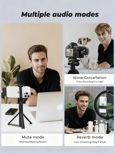3 in 1 Wireless Lavalier Microphone for iPhone/Android/Camera,328ft Transmission, 18H Battery Life, Noise Reduction Lapel Mic for Record Interview, Vlogs, YouTube, Tiktok