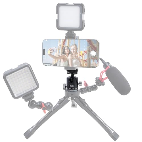 FocusFoto Dual-Purpose Panoramic Ball Head with Cold Shoe Adapter - 360° Rotation & 90° Tilt Mini Tripod Ballhead Mount, 1/4"-20 to 3/8"-16 Screw with Scale Markings for Camera/Lighting/Smartphone - style: 360° Ballhead
