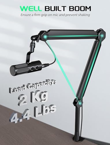 FIFINE Mic Boom Arm, Microphone Stand with Cable Management Channels, Extension Tube, Desk Clamp, Thread Adapter, Fully Adjustable Metal-Built Podcast Mic Arm for Streaming Gaming Recording-BM66T - size: BM66T Black（With Extension Tube)