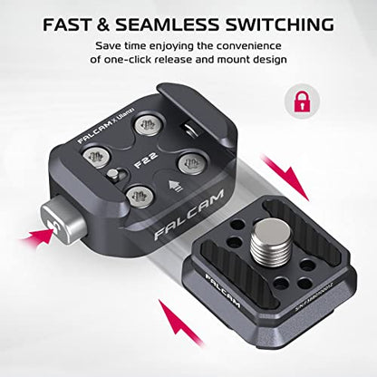 FALCAM F22 Basic Quick Release Plate Kit, Camera Mounting Adapter Convert 1/4" Thread to F22 QR System, 22mm Aluminum Camera Accessory Kit for Filmmaker & Photographer, Fits for Sony Canon DSLR Tripod - color: F22 Basic QR System