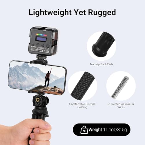 NEEWER Camera Tripod with Remote, Mini Flexible Vlog Phone Tripod Stand with Action Camera Mount Adapter, Hidden Phone Holder & Cold Shoe Compatible with iPhone Hero13 12 11 10 9, Max Load 4.4lb, TP34