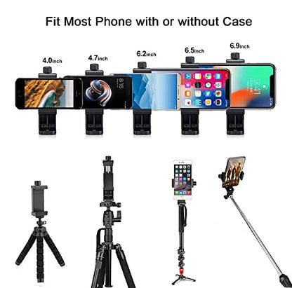 Cell Phone Tripod Mount Adapter, Universal Phone Holder Adjustable Clamp, 360 Degree Rotatable Bracket 1/4" Screw Clip for iPhone, Samsumg, Selfie Stick, Monopod (Black-1 Pack) - color: Black-standard-1 pack