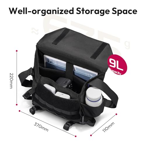 ULANZI BC08 Sling Camera Case with Tripod Holder, Small Compact Camera Tactical Shoulder Bags for DSLR/SLR/Mirrorless Cameras, Water-Resistant Crossbody Bag Women Men, Black - size: 9L