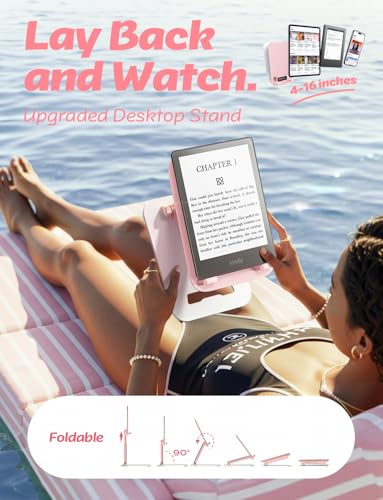 LISEN Tablet Stand for iPad Stand Holder Desk, Foldable eBook Readers Desk Accessories Fits Kindle 4-15.9" Pink - color: Pink