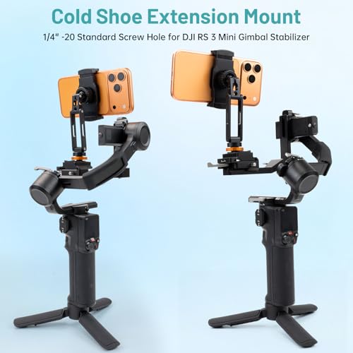 Phone Tripod Mount with Cold Shoe Mount, Portable Tripod Stand, Flexible Adjustable 2-Stage Arms Ball Joint Cellphone Holder Adapter, Compatible with iPhone 17|16|15|14|13|12|11, Nexus, LG, Galaxy Tab