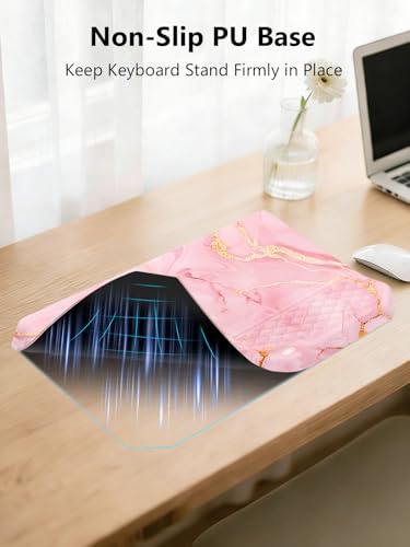 2-in-1 Ergonomic Keyboard Stand with Wrist Rest, Comfy Keyboard Riser Holder with Massage Design, Pink Marble - color: Pink Marble