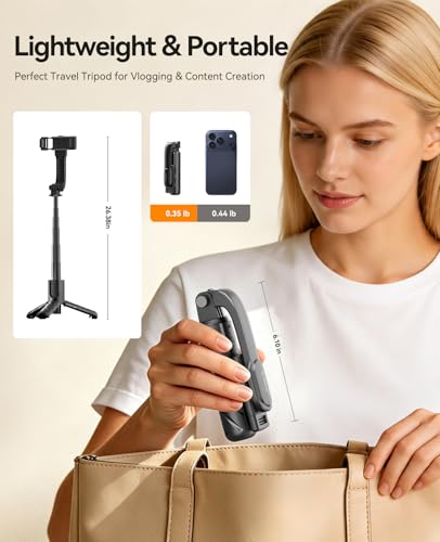 ORICO Aluminum Portable Selfie Stick Tripod, 26'' Mini Tripod for iPhone, Extendable Stand with Detachable Wireless Remote & 360° Rotating Phone Holder – Ideal for Content Creators, Vloggers, Travel - size: 26''