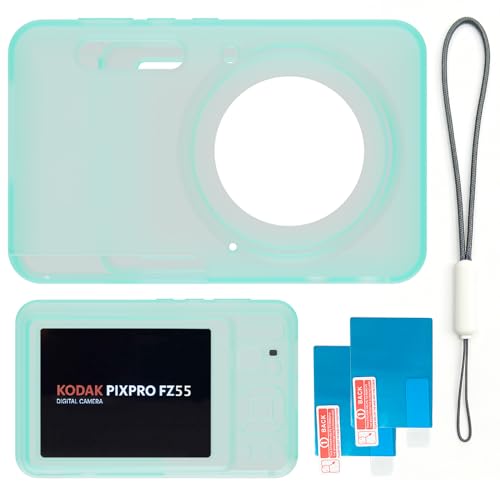 Case for Kodak PIXPRO FZ55,FZ55 Accessories,Soft Silicone Protective Case,Comes with 2 Screen Protectors and 1 Wrist Strap - Luminous Green - color: Luminous green