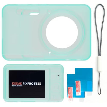 Case for Kodak PIXPRO FZ55,FZ55 Accessories,Soft Silicone Protective Case,Comes with 2 Screen Protectors and 1 Wrist Strap - Luminous Green - color: Luminous green