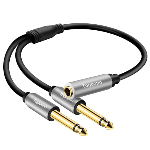 1/4 inch TS Mono Splitter Y Adapter, 6.35mm Mono Female to Dual 6.35 mm TS Mono Male Jack, Quarter inch Audio Speaker Splitter Converter Cable 1 Feet, Gold Plated Connectors - color: 6.35mm TS Female to Dual 6.35mm Male, size: 1 Pack