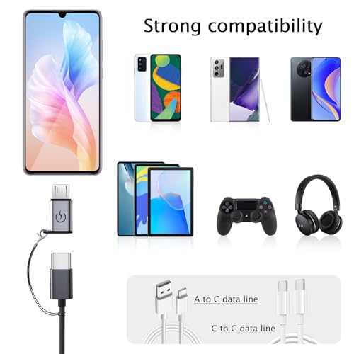 USB C to Micro USB Adapter, Supports 18W Fast Charging, Used for USB C Female to Micro Male Adapter (2 Sets), Cannot be Used for Earphone Audio Playback - color: grey-2