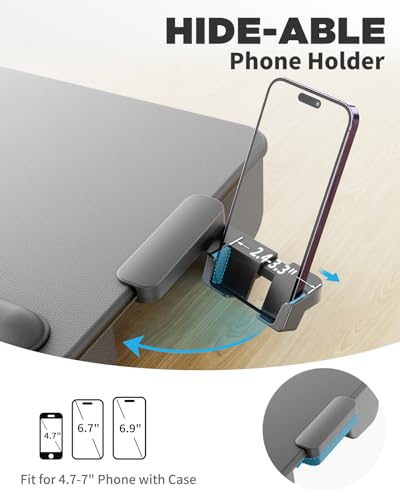 SAIJI Lap Desk with Cushion, Computer Laptop Stand, Lap Laptop Table, Built-in Drawer Storage, Phone Holder, Wrist Pad - color: Gray