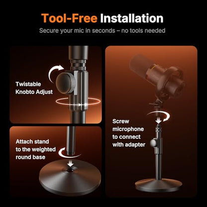 MAONO Desktop Mic Stand for PD200W/PD200X Microphone – Height Adjustable, All-Metal Build, Non-Slip Base, for Podcasting, Gaming, Streaming & Recording