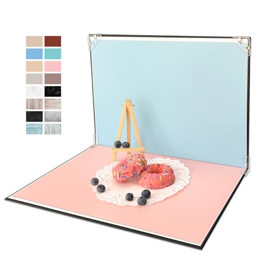 Food Photography Backdrop Board with 8PCS 16Patterns Small Portable Photo Setting Casual Item Photography 16.5 * 11.5 Inch Kit Photoshoot Props kit Table Top Flat Lay Props - color: Pink-Blue