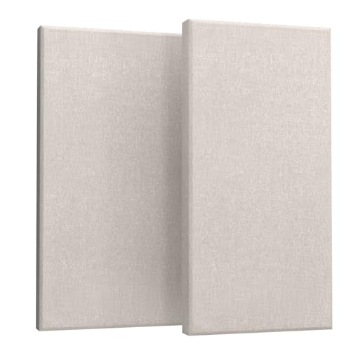 UMIACOUSTICS 2 PCS Acoustic Panel, 47.2" x 23.6" x 2" Fiberglass Sound Proof Wall Panels, Sound Absorbing Panels for Studios, Office, Home Theater. Linen - color: Linen, size: 47.2" x 23.6"-2pcs