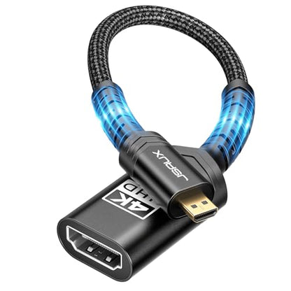 JSAUX Micro HDMI to HDMI Adapter, Micro HDMI Male to HDMI Female Adapter Cable, 4K@60Hz HDR 3D 18Gbps-Black - color: Black, size: 1 Pack