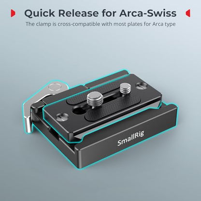 SmallRig Quick Release Mount Plate for Arca-Type, Baseplate Clamp with 1/4''-20 Threaded, 3/8''-16 Threaded and Lever - 2143B - style: Baseplate Clamp