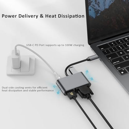USB C Hub, 4 in 1 USB C Adapter with 4K HDMI, VGA, USB A 3.0, USB C 3.0, Compatible with MacBook, iPad, Laptops, Tablets, Smartphones and OTG Function Devices - size: 9837 Gray