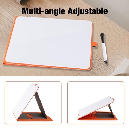 Glass Desktop Whiteboard with Reversable Stand, 12×9” Dry Erase White Board Easel with PU Cover Case, A4 Desk Notepad for Home Study Office, Back to School Supplies, Orange, 2026 - color: Orange Stand