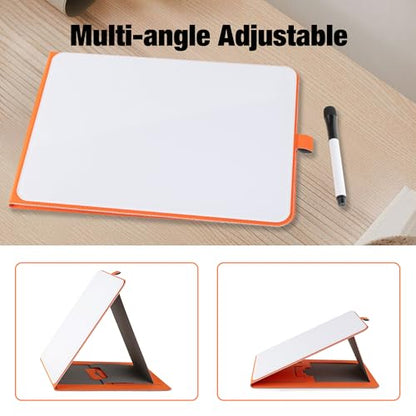 Glass Desktop Whiteboard with Reversable Stand, 12×9” Dry Erase White Board Easel with PU Cover Case, A4 Desk Notepad for Home Study Office, Back to School Supplies, Orange, 2026 - color: Orange Stand