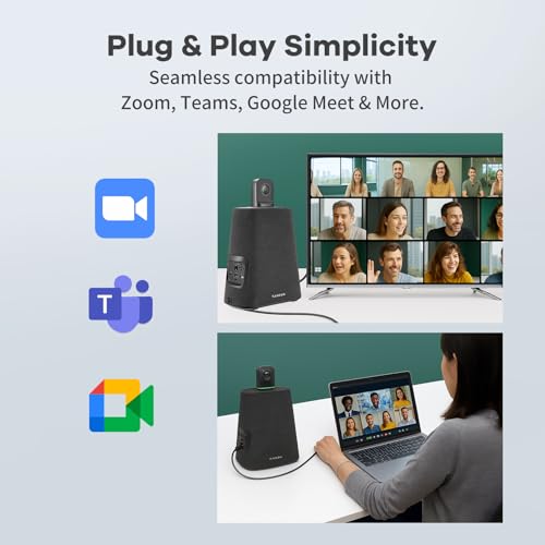KanDao Meeting Ultra Standard - 360° 4K All-in-One Video Conference Camera, AI Tracking, 8 Noise-Cancelling Mics, Build-in System, Works with Zoom, Google Meet, Microsoft Teams - Plug & Play - color: black- grey