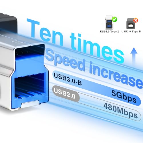 Duttek USB A to USB B Connector Adapter, High-Speed 5Gbps Type 3.0 Male to Type B (MIDI) Male Power and Data Extension Adapter, for Audio Interface, Electronic Piano, Printer, Scanner (2-Pack) - style: USB 3.0 Male to USB B Male Adapter