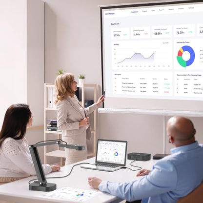 8MP USB Document Camera, Auto Focus, LED Light, Image Reversal, Built-in Mic, Mac OS, Windows, Chromebook for Distance Learning, Remote Teaching, Web Conferencing, Live Demo - color: Grey
