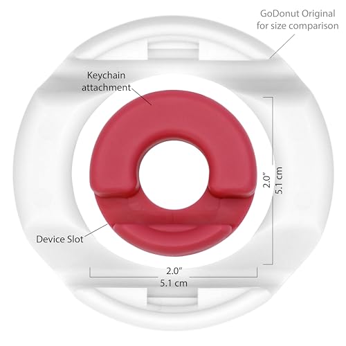 GoDonut Mini – Portable Keychain Cell Phone Stand & Holder – Desk Accessory Perfect for Travel, Office & Nightstand – Compatible with iPad mini and Smartphones - Red - color: Red