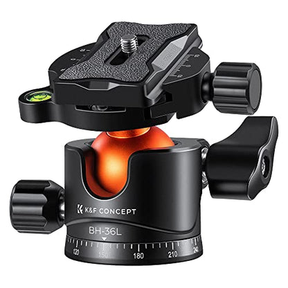 K&F CONCEPT 36mm Metal Tripod Ball Head 360 Degree Rotating Panoramic with 1/4 inch Quick Release Plate Bubble Level for Monopod Camera Camcorder Load Capacity up to 35.2 lbs/16KG - size: 16 kg Capacity