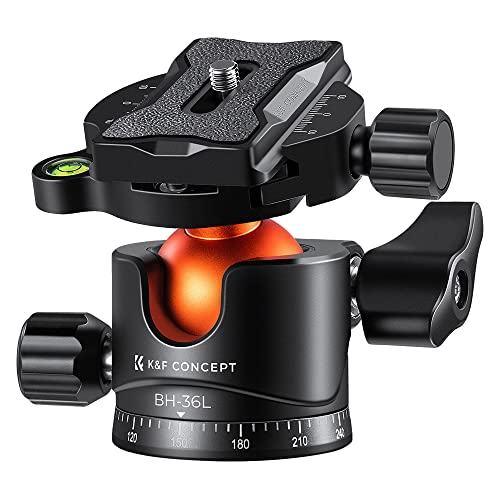 K&F CONCEPT 36mm Metal Tripod Ball Head 360 Degree Rotating Panoramic with 1/4 inch Quick Release Plate Bubble Level for Monopod Camera Camcorder Load Capacity up to 35.2 lbs/16KG - size: 16 kg Capacity