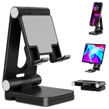 Fanlory Folding Cell Phone Stand,Laptop Stand, Adjustable Height and Angle Foldable Cell Phone Stand Holder for Desk, Taller iPhone Stand Compatible with 4-11" Smartphones Tablet Laptop,Gift for Mom