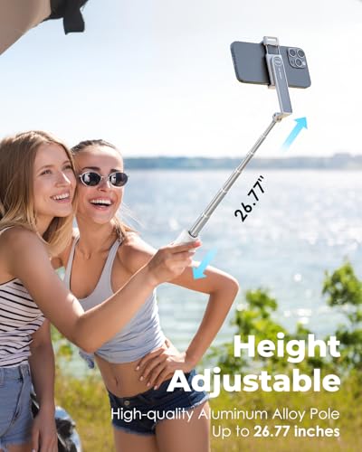 Viozon Aluminum Alloy Wireless Selfie Stick Tripod with Detachable Remote, Lightweight Extendable Phone Stand Compatible with 4–7" iPhone & Android Smartphones