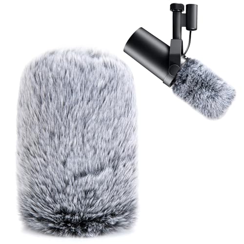YOUSHARES SM7B Pop Filter for Shure Mic, Furry Windscreen Muff Compatible with Shure SM7B, SM7dB Dynamic Vocal Microphone. (Gray) - color: SM7B/SM7dB