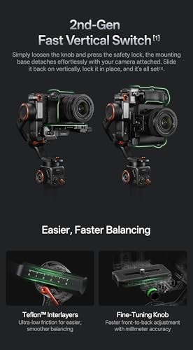 hohem iSteady MT3 Gimbal Stabilizer for Camera, 4 in 1 3-Axis Gimbal for Mirrorless/Compact Camera/Action Camera/Smartphone, OLED Display, Built-in AI Tracker with Fill Light,3.1ib MAX Payload