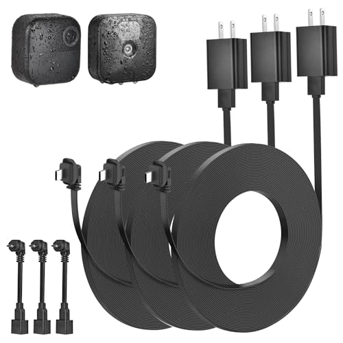 3pack 30ft Weatherproof Power Cable and Adapter for Blink Outdoor 4 (4th Gen), Blink Outdoor/Indoor (3rd Gen)& XT/XT2, Flat Power Cord with Micro USB Adapter, No More Battery Change, 24 Hours Charging - size: 30ft