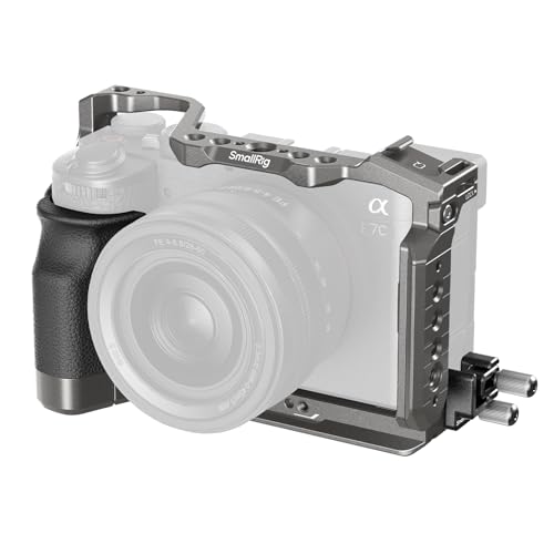 SmallRig HawkLock Quick Release Camera Cage Kit for Sony A7C II/ A7CR with Integrated Silicone Grip, Full Access Vlog Making Cage for Sony Alpha 7C II/Alpha 7CR with Cable Clamp for HDMI - style: HawkLock QR Cage