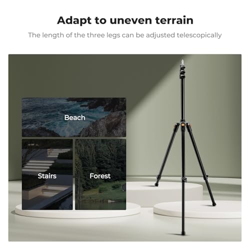 K&F CONCEPT Extendable Photography Stand, Adjustable 6.56ft/78.7"/2M Aluminum Tripod with 1/4" Screw,Reversible Portable Studio Lighting Tripod for Strobe Light/Webcams/Cameras with Bag(2-Pack)